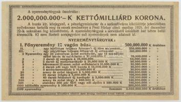 Budapest 1925. "Diák-Sorsjegy" 5000K értékben, "XVI. 045355" sorszámmal T:III sm...