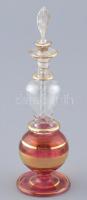 Díszes olajos, parfümös üveg, kisebb kopásnyomokkal, m: 18 cm