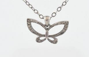 Ezüst (Ag) nyaklánc pillangó medállal + markazittal kirakott pillangós gyűrű. Jelzettek, össz. bruttó: 11 g