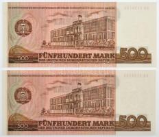 NDK 1985. 500M (2x) kiadatlan, sorszámkövető bankjegyek "AB 3134739 - AB 3134740" T:I,I- /...