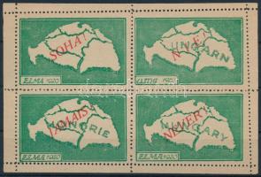 1920 ELMA irredenta levélzáró kisív 4 nyelven / label mini sheet