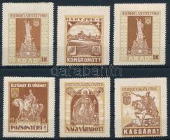 1920 körül 6 db irredenta levélzáró / labels