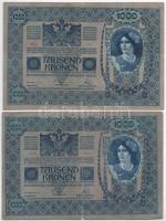 Ausztria 1919. (1902) 1000K (2x) függőleges "DEUTSCHÖSTERREICH" felülbélyegzéssel, mindkét...