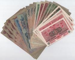 21db-os vegyes, Korona-, Pengő- és Forint bankjegytétel, közte 1949. 100Ft (2x) T:III,III-