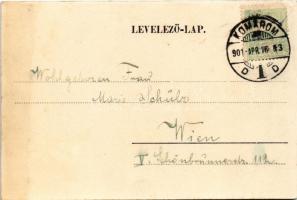 1901 Komárom, Komárnó; Fő tér, Nádor és Megye utca, Stettler Ignác és Mészáros András üzlete. Czike ...