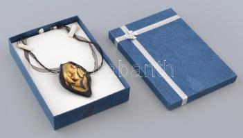 Murano üveg medál, hibátlan, jelzett, 7,5x5,5cm