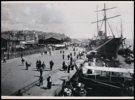 cca 1880 Törökország, Isztambul, kikötő, korabeli felvétel mai nagyítása, 17,7x24 cm