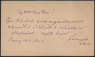1889 Forinyák Géza altábornagy autográf levelezőlapja