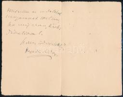 1905 Hegedüs Sándor (1847-1906), politikus, országgyűlési képviselő, miniszter autográf levelezőlapj...