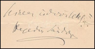 1905 Hegedüs Sándor (1847-1906), politikus, országgyűlési képviselő, miniszter autográf levelezőlapj...