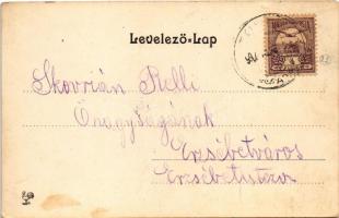 Tusnádfürdő, Baile Tusnad; Lyukaskő (Likas-kő). Szecessziós litho keret virágokkal / rock. Art Nouve...