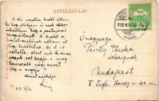 1912 Kézdivásárhely, Targu Secuiesc; Molnár Józsiás park, hölgy gyerekkel egy padon. W. L. Bp. 6887....