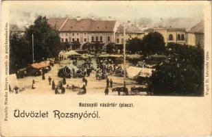Rozsnyó, Roznava; Vásártér, piac. Pauchly Nándor kiadása, Vogel D. felvétele 1900 / market