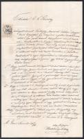 1858 Hertelendy Miklós (1813-1877) huszárezredes 1848-as katona autográf levele a kiscelli bíróságnak elhalt neje utáni üggyel kapcsolatban