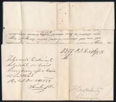 1858 Hertelendy Miklós (1813-1877) huszárezredes 1848-as katona autográf levele a kiscelli bíróságna...