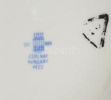 Zsolnay cukortartó, porcelán, jelzett, kopásnyomokkal, m: 11 cm