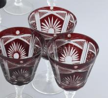 20 db vegyes bordó kristály pohár, szép állapotban