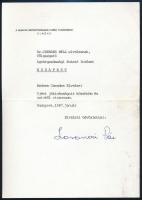 1987 Losonci Pál államfő autográf aláírása hivatalos levélen