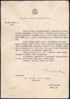 1942 Keresztes-Fischer Ferenc belügyminiszter által aláírt okirat