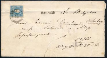 ~1858 15kr (hajtott) + 10kr (szakadás) ajánlott levélen / 15kr (folded) + 10kr (torn) on registered cover "LŐCSE" - Pesth