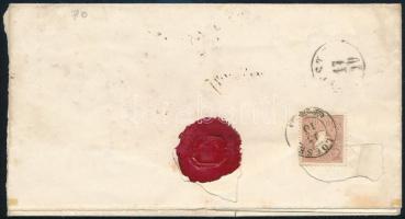 ~1858 15kr (hajtott) + 10kr (szakadás) ajánlott levélen / 15kr (folded) + 10kr (torn) on registered ...