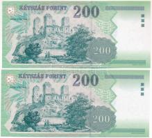 1998. 200Ft (2x) egyugrásos sorszámkövetők "FC 2184029 - FC 2184031" T:I,I- 
Adamo F53.2