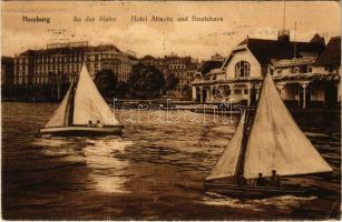 1920 Hamburg, An der Alster, Hotel Atlantic und Bootshaus / hotel, boathouse (EK)