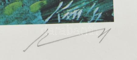 Kass János (1927-2010): Green lady, 1992. Ofszet nyomat, papír, jelzett. Számozott: 2/300. Törésnyom...