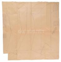 1917 tengerész zubbony kézzel rajzolt terve, 3 db, 63x90 cm (2 db) és 71x96 cm (1 db)