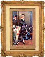 Dekoratív, üvegezett fakeret. Cyprien Eug?ne Boulet (1877-1927) festménye után készült ofszet nyomattal, belső méret: 40x30 cm.