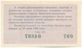 Szovjetunió 1965. "Állami Lottó" 30k értékű sorsjegye "097 04897" sorszámmal T:I...