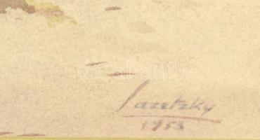 B. Lazetzky Stella (1924-2012): Vízparti táj. Akvarell, papír, jelzett. Üvegezett fakeretben, 22x27,...