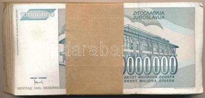 Jugoszlávia 1993. 10.000.000D (100x) eredeti, nem saját banki kötegelővel T:III Yugoslavia 1993. 10....