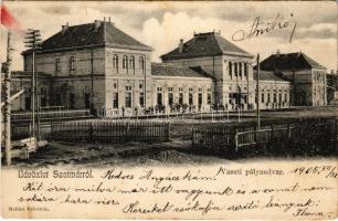 1905 Szatmárnémeti, Satu Mare; vasútállomás, pályaudvar. Hollósi felvétele / railway station (EK)