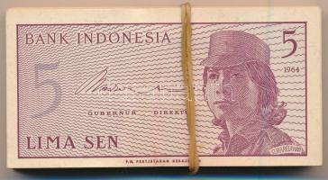 Indonézia 1964. 5s (91x) közte sorszámkövetők T:I-II Indonesia 1964. 5 Sen (91x) within consecutive serials C:UNC-XF Krause P#91