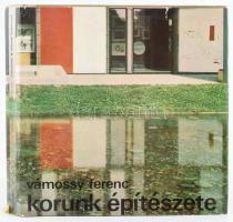 Vámossy Ferenc: Korunk építészete. Bp., 1974, Gondolat. Egészoldalas fekete-fehér fotókkal illusztrált. Kiadói egészvászon-kötés, kiadói papír védőborítóban, ajándékozási sorokkal.