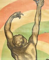 1921 Sopron a győztes területi népszavazás utáni plakát. Szegedi Szűts István (1893 - 1959) jelzett ...