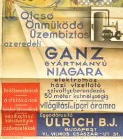 cca 1930 Ganz gyártmányú Niagara szivattyú nagy méretű reklám plakát Kardos L. M. jelzéssel. Litográ...
