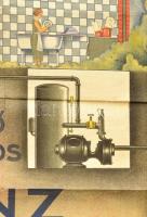 cca 1930 Ganz gyártmányú Niagara szivattyú nagy méretű reklám plakát Kardos L. M. jelzéssel. Litográ...