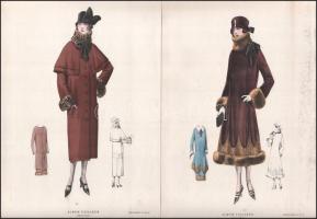 cca 1930 5 db francia art deco női divatkép (Album Tailleur de luxe). Nyomat, papír. 31,5x22 cm