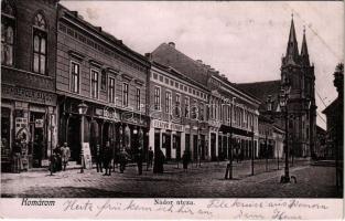 1905 Komárom, Komárnó; Nádor utca, Rehberger Sándor, Nagy Géza és Gyula az Angol Divathoz és Fektor György üzlete / street, shops (EK)