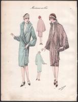 cca 1930 5 db art deco női divatkép (Manteaux en loie). Nyomat, papír, Atelier Bachwitz kiadása. 36,...