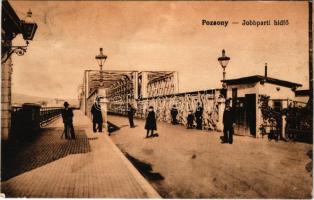 1915 Pozsony, Pressburg, Bratislava; Jobbparti hídfő, csendőr. Vasúti levelezőlapárusítás 3451. / bridge, gendarme (Rb)