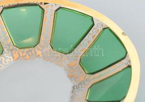 Koloman Moser kristály üveg mokkás készlet. XX. sz. eleje. Hat személyes, komplett. Aranyozott, csis...