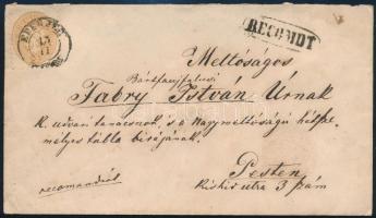 1866 15kr + 10kr ajánlott levélen / on registered cover &quot;EPERJES&quot; - Pest