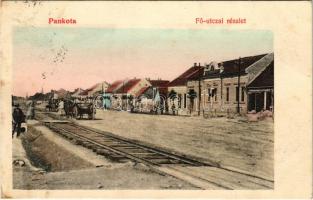 1912 Pankota, Pancota; Fő utca, vasúti sín építése / main street, construction of the railway tracks (fl)