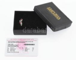 Ezüst (Ag) fülbevaló 0,88ct rubinnal, 0,64 ct fehér topázzal 2,94 g Tanúsítvánnyal