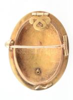 14K arany (Au) bross gyönggyel és zafirral?, jelzett, mesterjegyes 10,3 g