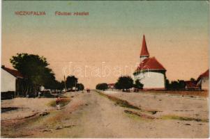 Niczkyfalva, Nickifalva, Kutas, Nitzkydorf, Nitchidorf; Fő utca, templom / main street, church