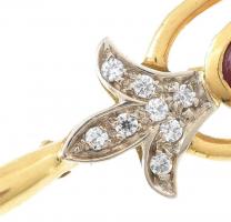 14K arany (Au) bross gyémánttal és rubinnal, jelzett 6,7 g